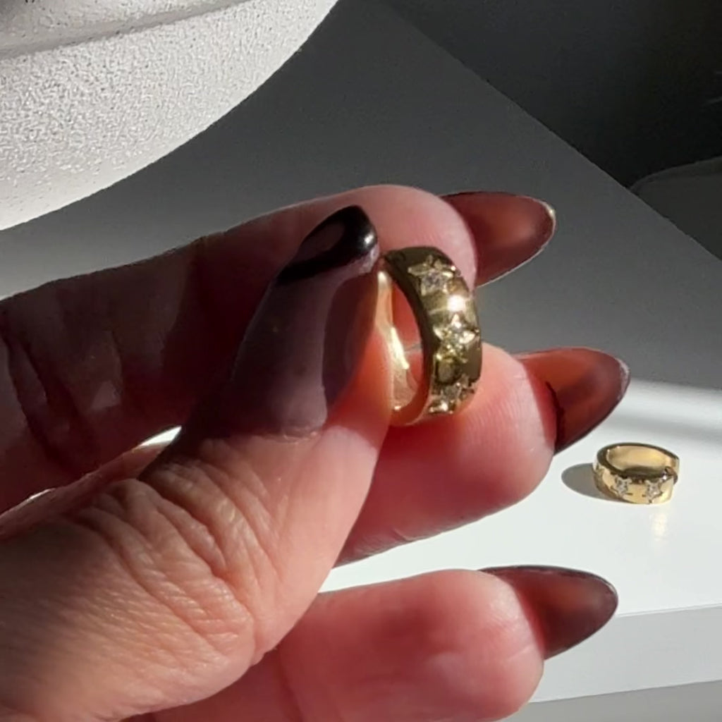 CZ Star Hoop Earring