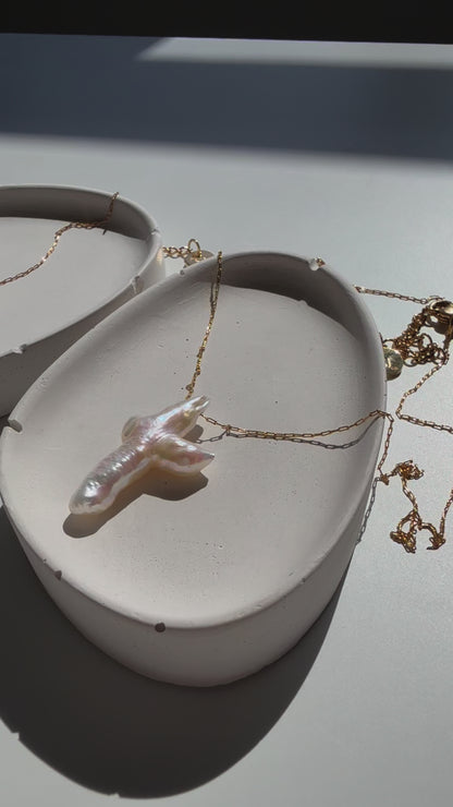 Maze Freshwater Pearl Cross Necklace