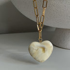 Heart Statement Necklace | Beige