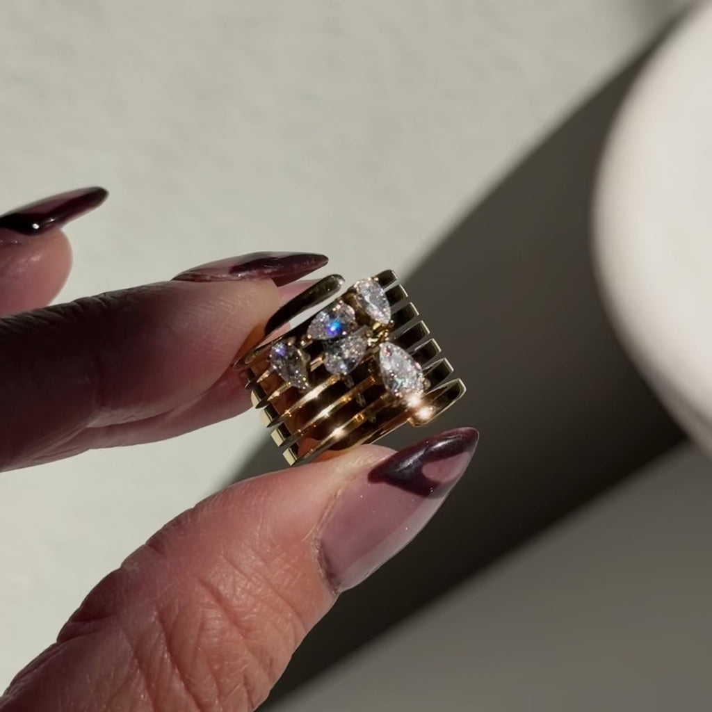 Multi Stone Spring Ring - size 6