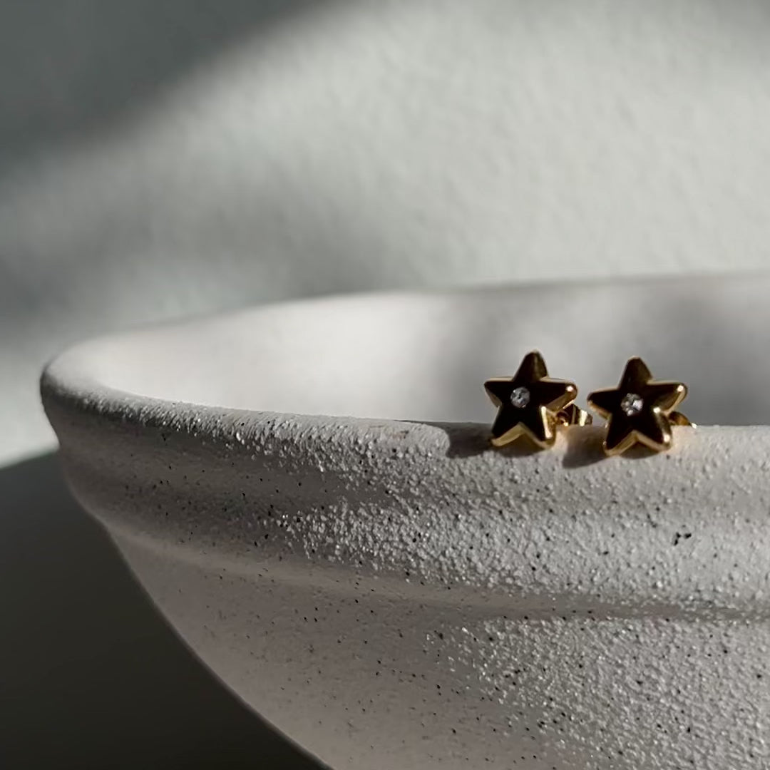 Puffy Star CZ Stud Earring
