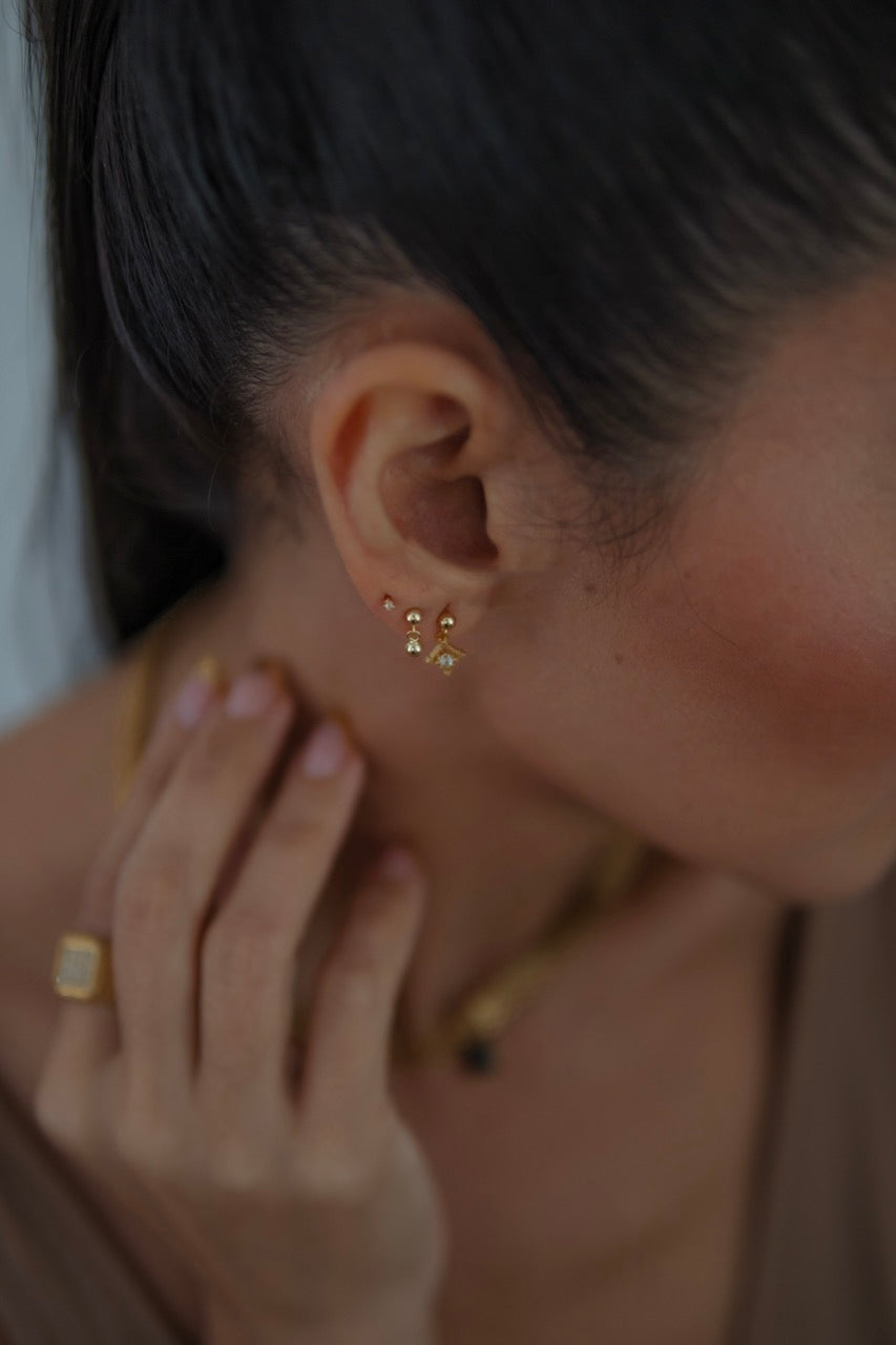 Peyton Double Ball Stud Earring | Gold