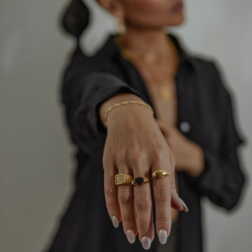 Suni Square Pave Textured Ring