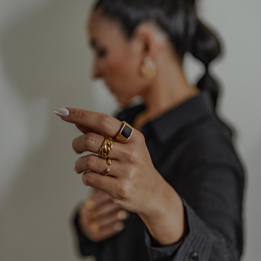 Black Enamel Signet Ring