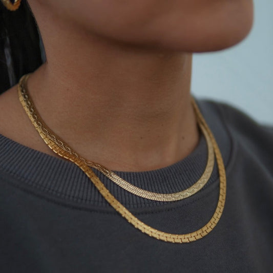 Sphinx Embossed Herringbone Necklace