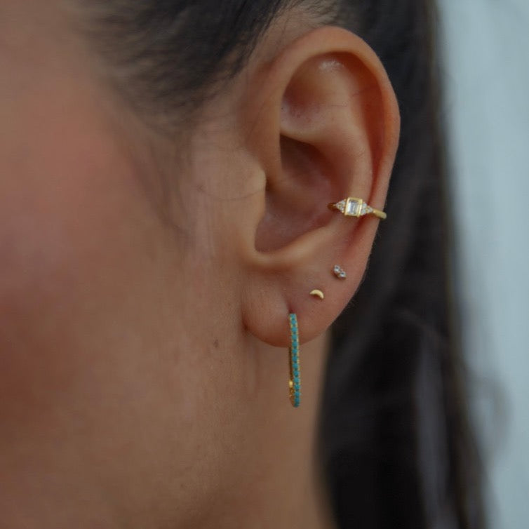 Bass Zirconia Block Hoops In US | The Solshine Jewelry Co.