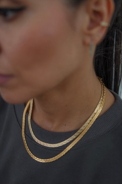 Sphinx Embossed Herringbone Necklace