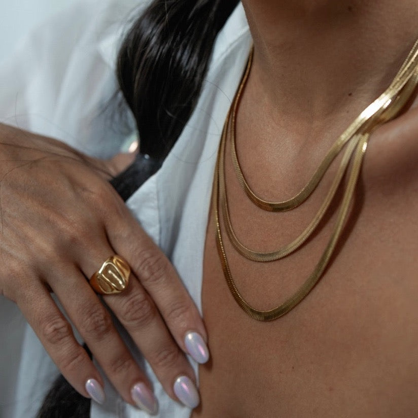 Tracy Herringbone Necklace | Gold