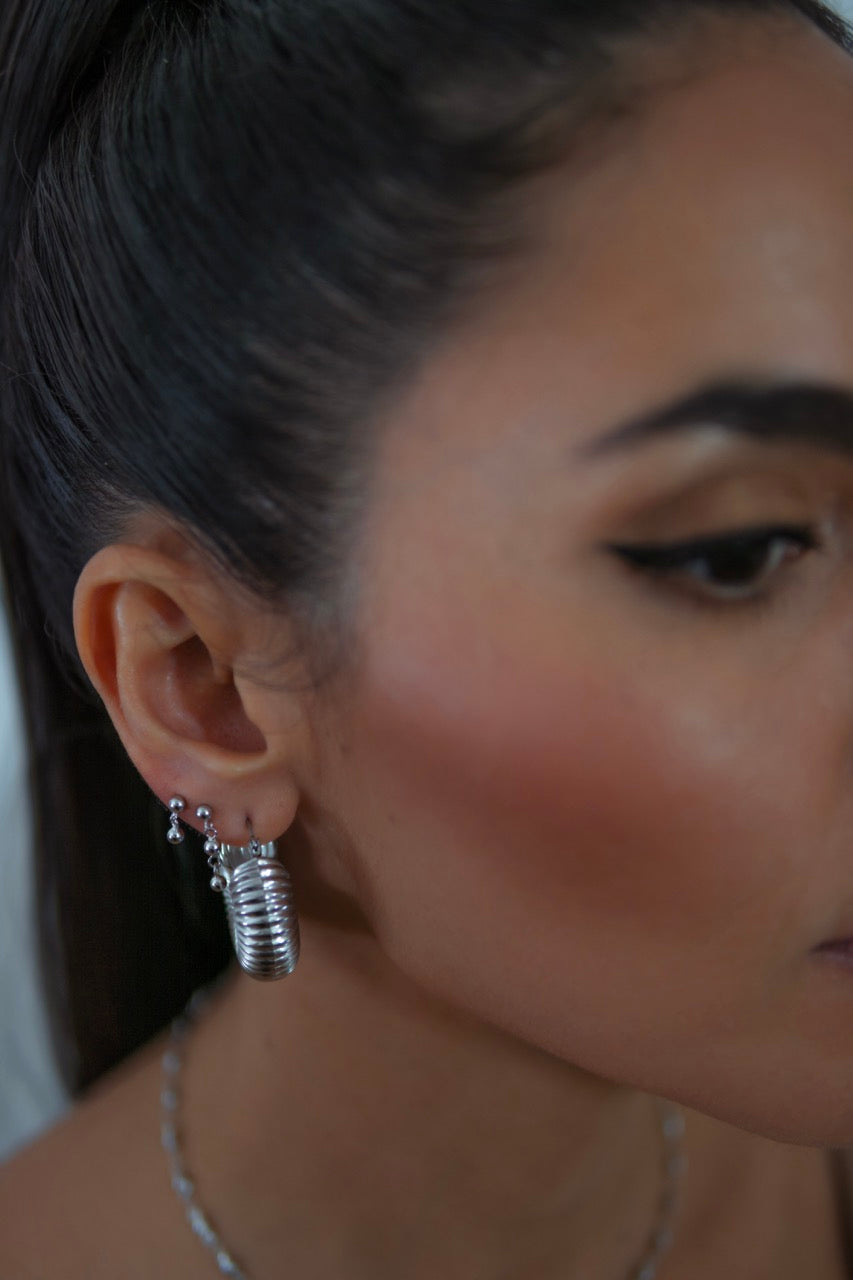 Peyton Double Ball Stud Earring | Silver