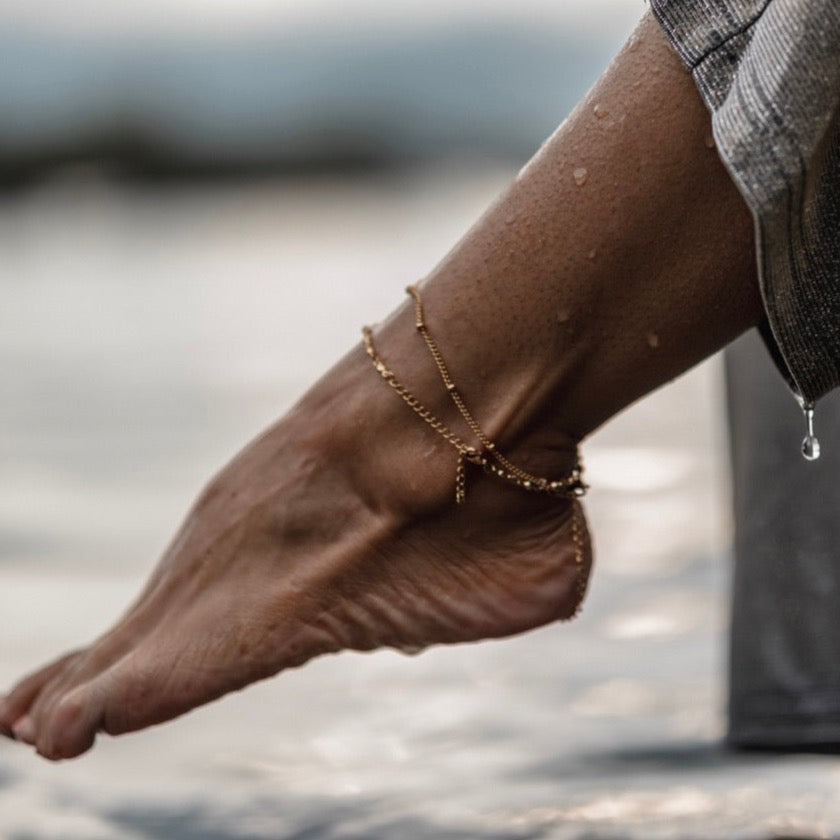 Sabina Satellite Chain Anklet | Gold