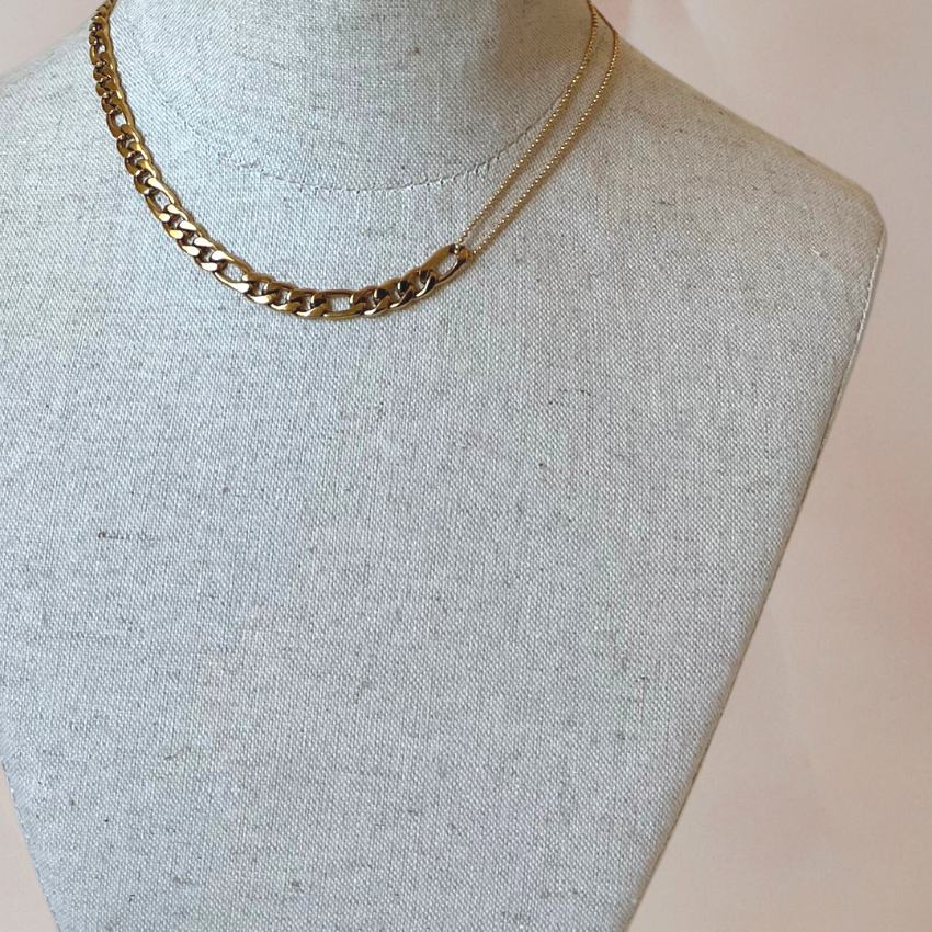 Dunas Figaro and Beaded Chain Necklace