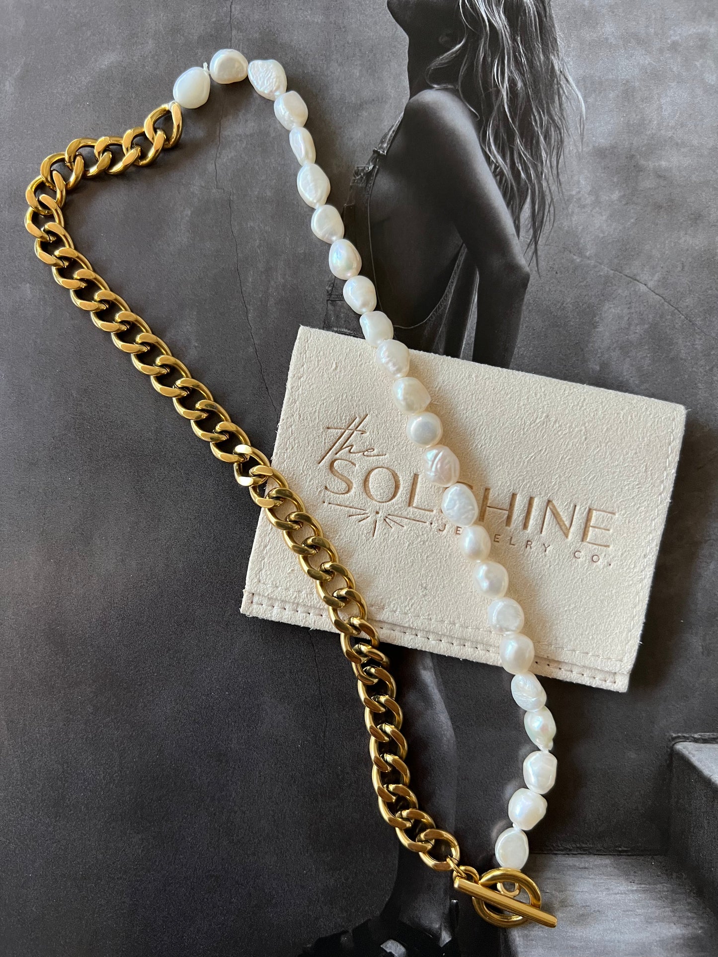 Half pearl deals half cuban necklace