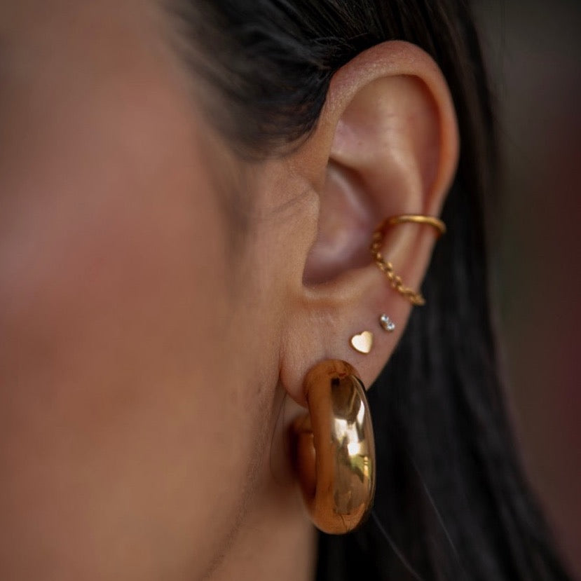 Heart Heart Dainty Stud Earrings | Silver