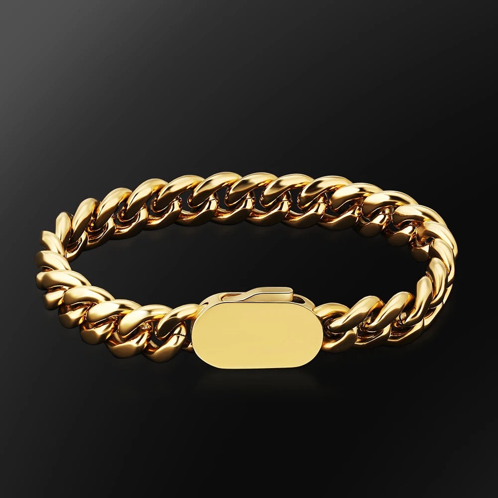 John Doe Men's 10mm Cuban Chain Bracelet | Gold