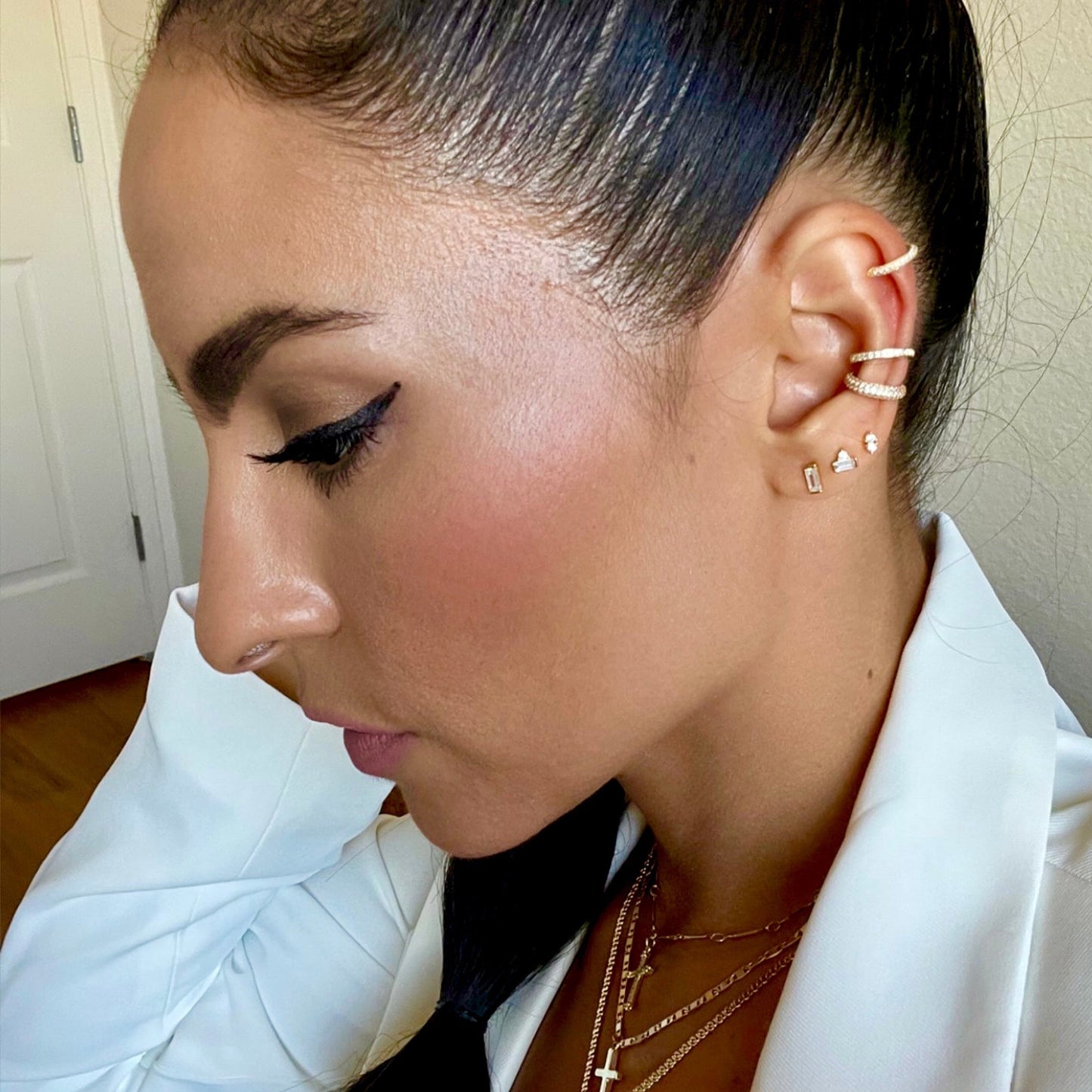 Quincy Double Row Pave Cuff Earring