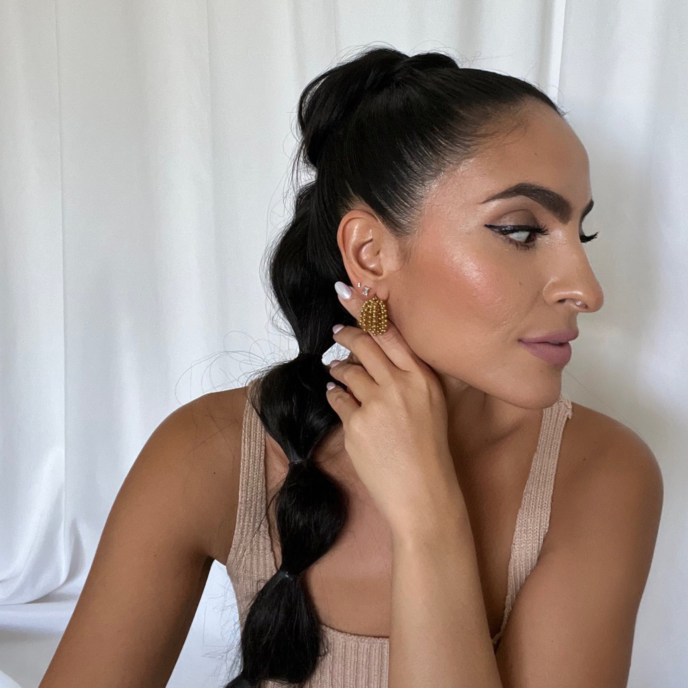 Cascading Beaded Chain Statement Earrings