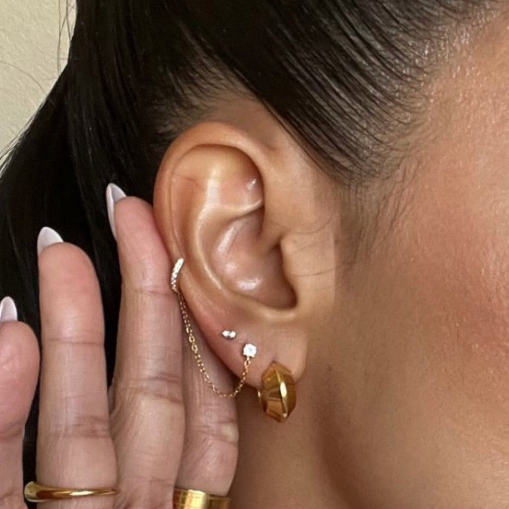 Yamna Chain Cuff Stud Earring | Silver